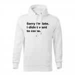 ID0126 – vtipne – Sorry_I_am_late – mikina_panske_cierna